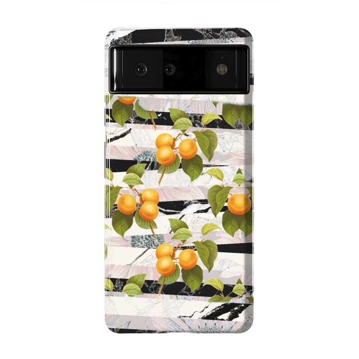 Pixel 6 StrongFit Colorful peaches and marble stripes by Oana 