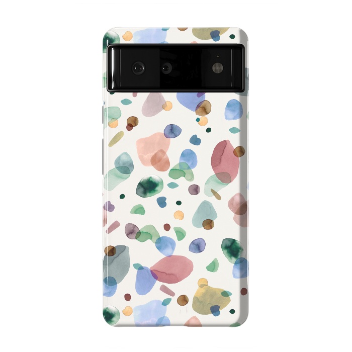 Pixel 6 StrongFit Pebbles Terrazo Rounded Memphis Multicolored by Ninola Design