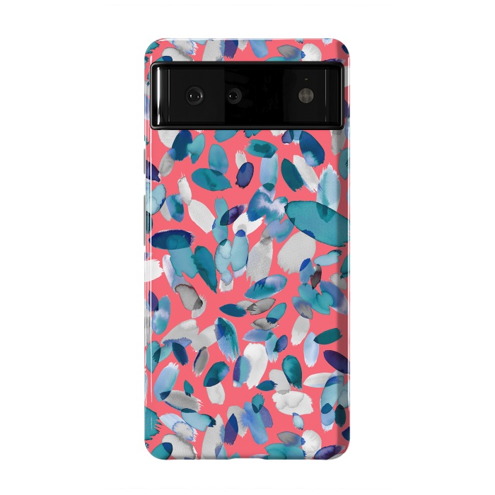 Pixel 6 StrongFit Abstract Petal Stains Colorful Red Blue by Ninola Design