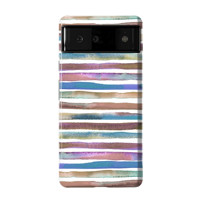 Pixel 6 StrongFit Geometric Watercolor Lines and Stripes Purple Gold by Ninola Design