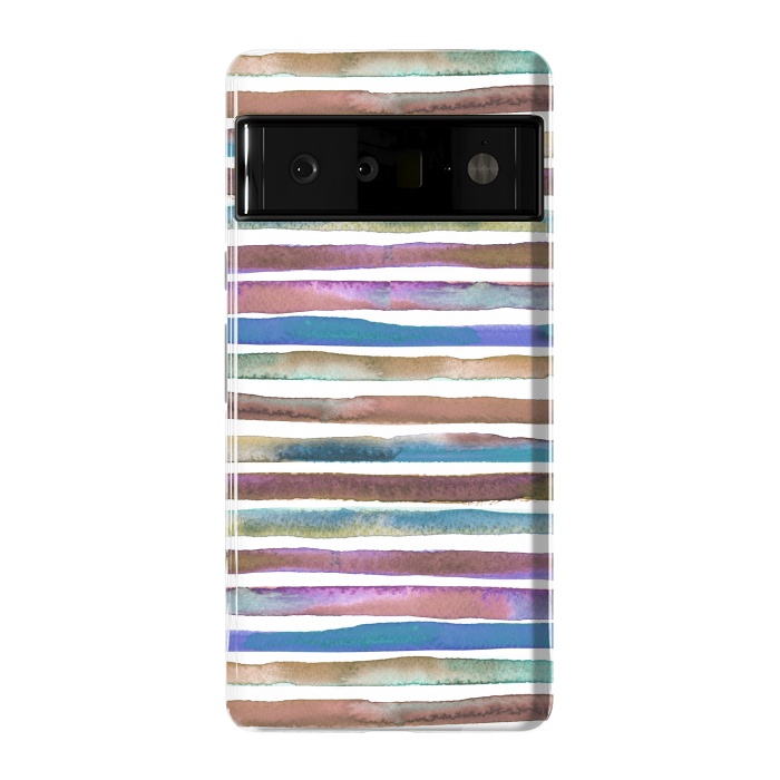 Pixel 6 Pro StrongFit Geometric Watercolor Lines and Stripes Purple Gold by Ninola Design
