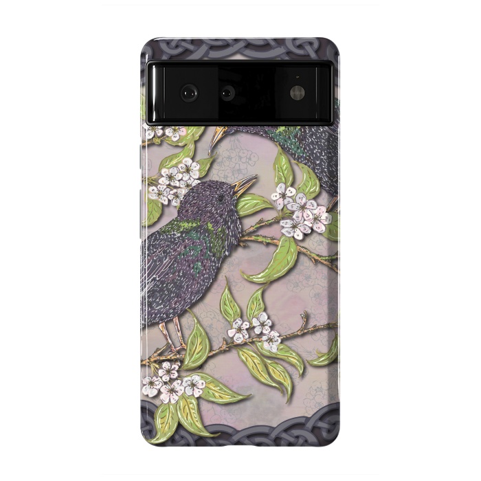 Pixel 6 StrongFit Celtic Starlings in Blossom by Lotti Brown