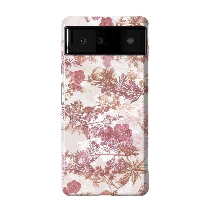 Pixel 6 StrongFit Pastel pink botanical flower garden by Oana 