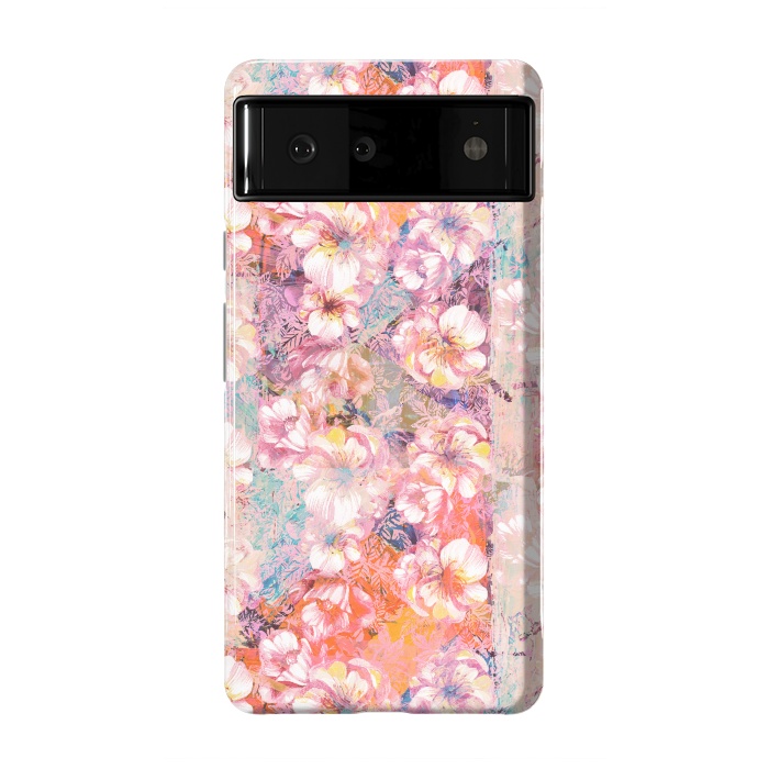 Pixel 6 StrongFit Pink peach painted rose petals by Oana 