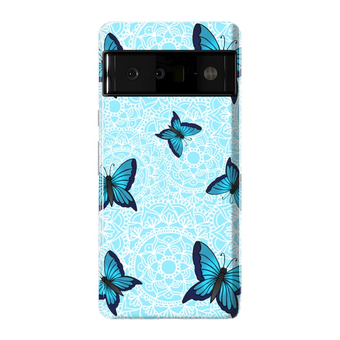 Pixel 6 Pro StrongFit Blue Butterfly Mandala Pattern by Julie Erin Designs