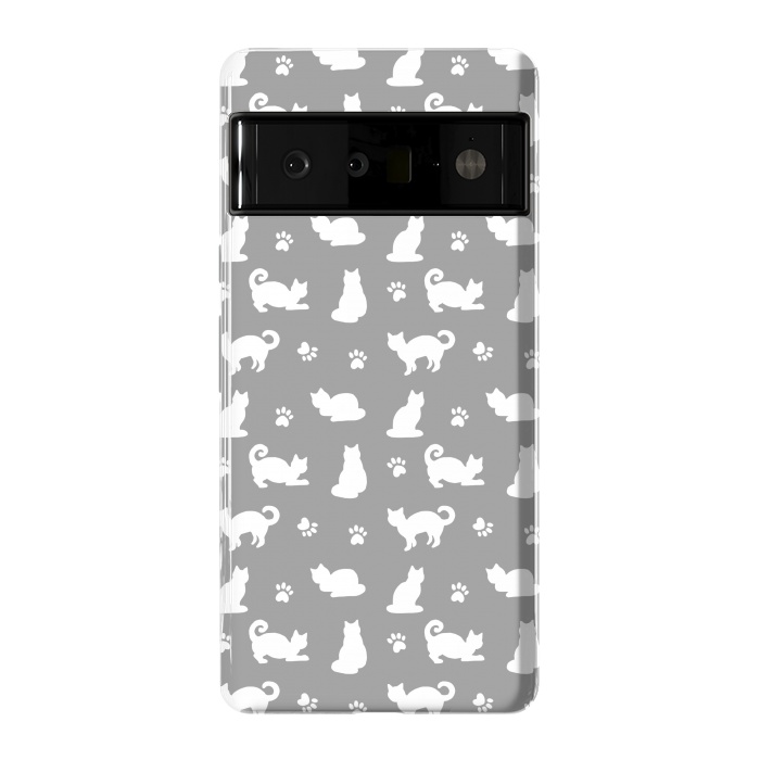 Pixel 6 Pro StrongFit White and Gray Cat Pattern by Julie Erin Designs