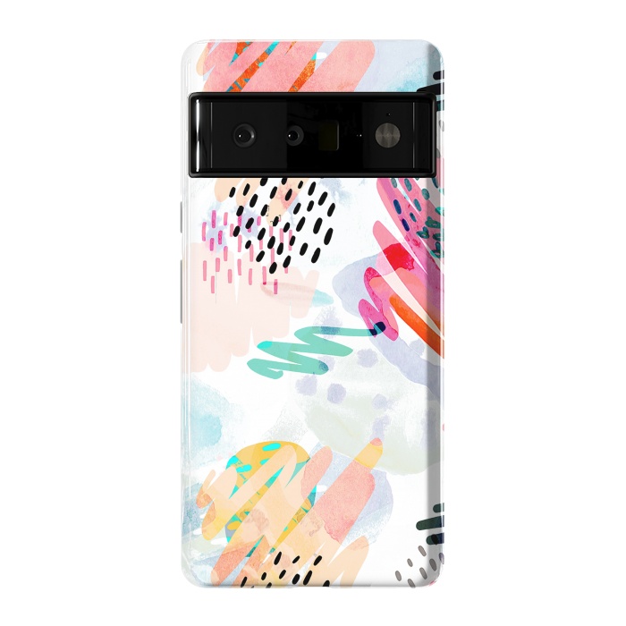 Pixel 6 Pro StrongFit Playful paint splats and brushed doodles by Oana 