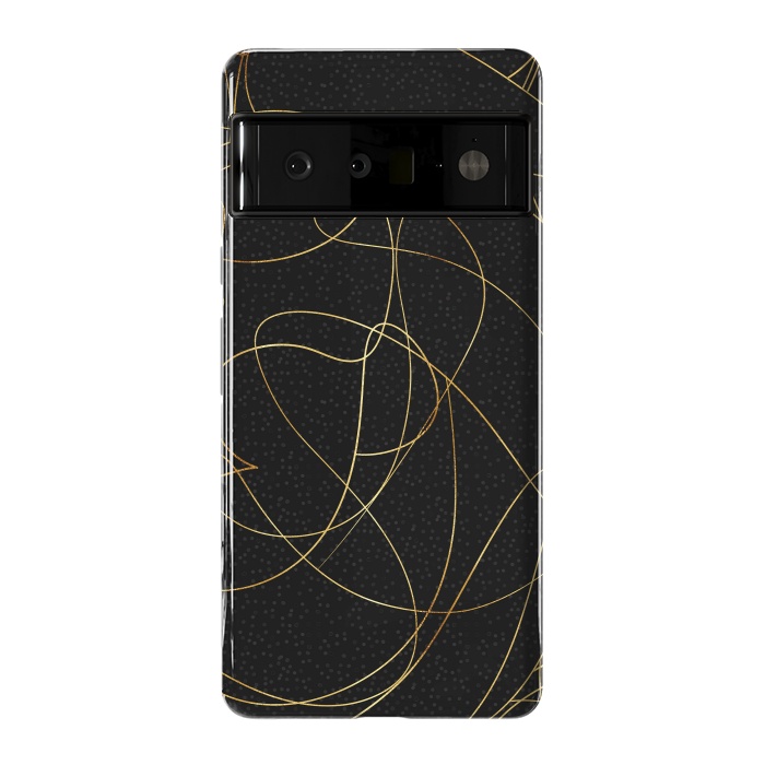 Pixel 6 Pro StrongFit Modern Gold Line Art Gray Dots Abstract Design by InovArts