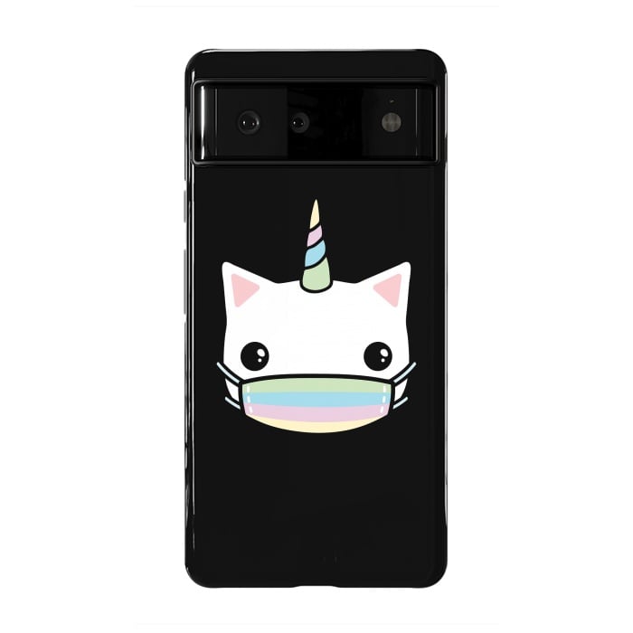 Pixel 6 StrongFit Rainbow face mask cat by Laura Nagel