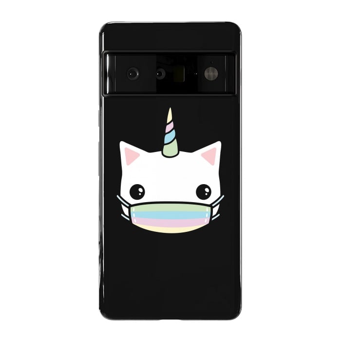 Pixel 6 Pro StrongFit Rainbow face mask cat by Laura Nagel
