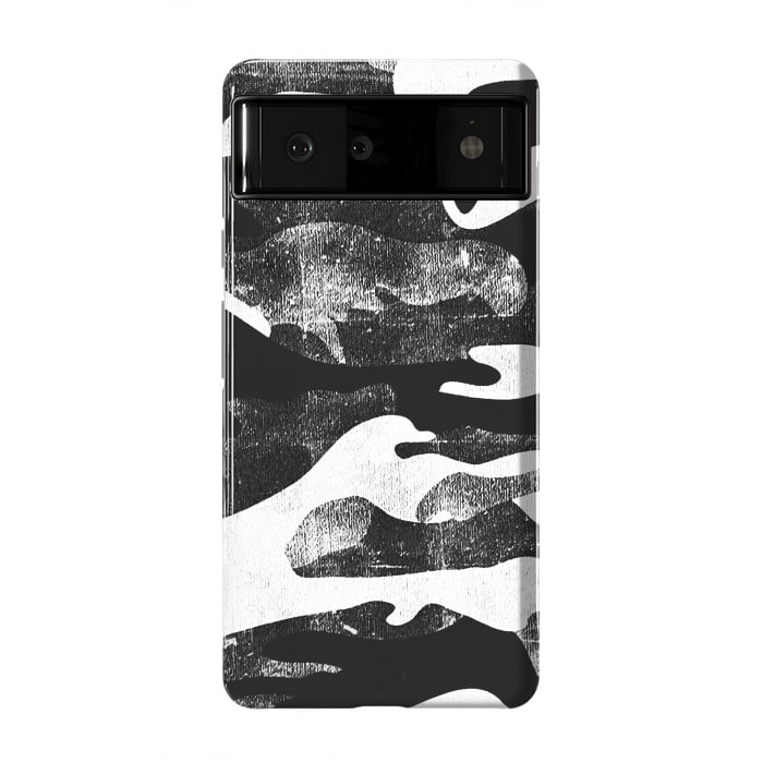 Pixel 6 StrongFit Textured grunge monochrome camouflage by Oana 