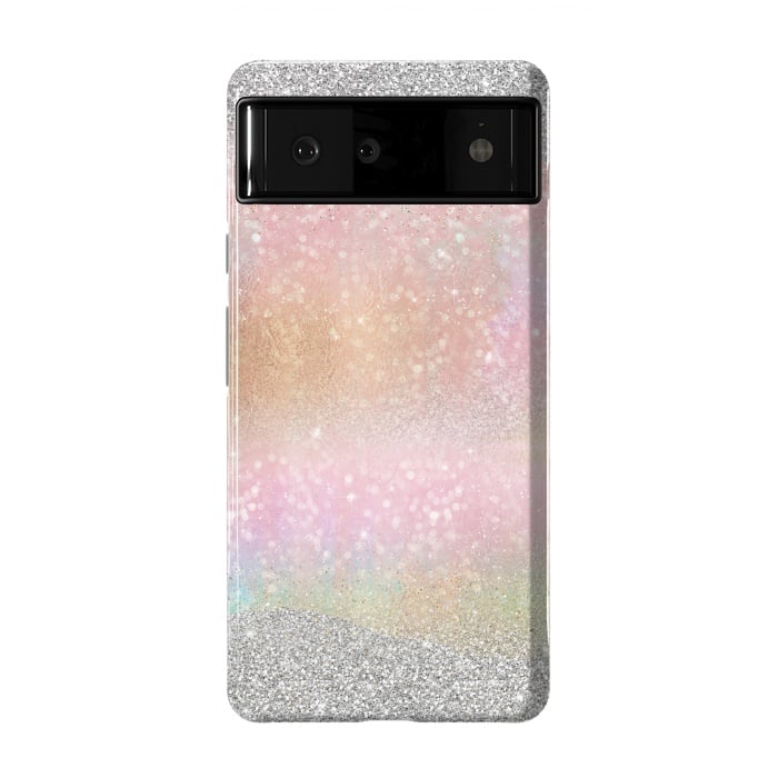 Pixel 6 StrongFit Elegant Silver Gold strokes rainbow glow Glitter abstract image by InovArts