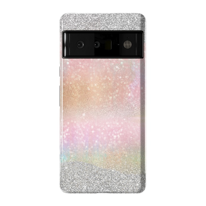 Pixel 6 Pro StrongFit Elegant Silver Gold strokes rainbow glow Glitter abstract image by InovArts