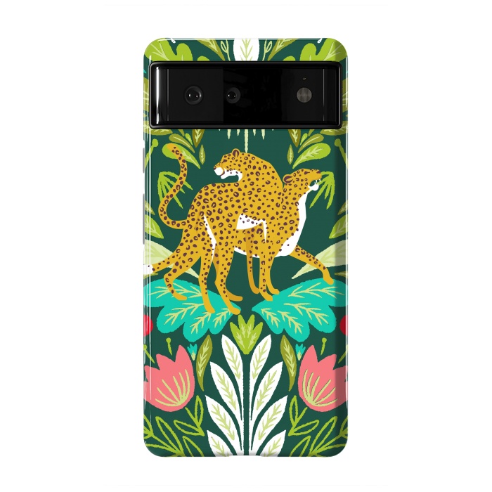 Pixel 6 StrongFit "Cheetah Couple Illustration, Wild Cat Jungle Nature, Mandala Painting, Wildlife Tropical Tiger" by Uma Prabhakar Gokhale