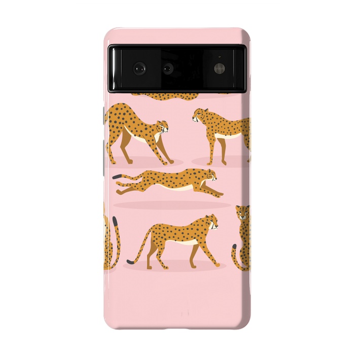 Pixel 6 StrongFit Cheetahs on pink  by Jelena Obradovic