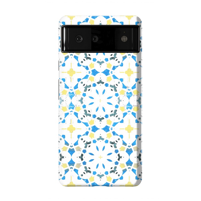 Pixel 6 StrongFit Vibrant blue yellow Moroccan tiles by Oana 