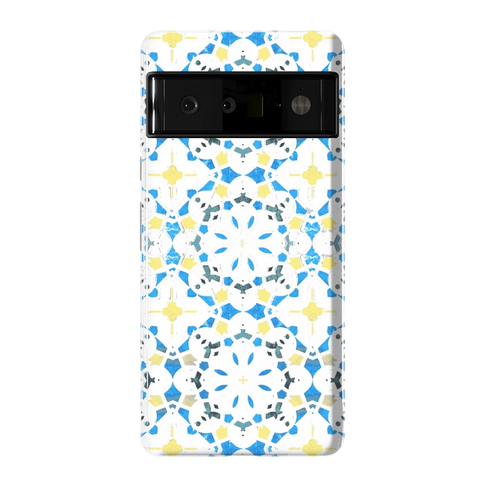 Pixel 6 Pro StrongFit Vibrant blue yellow Moroccan tiles by Oana 
