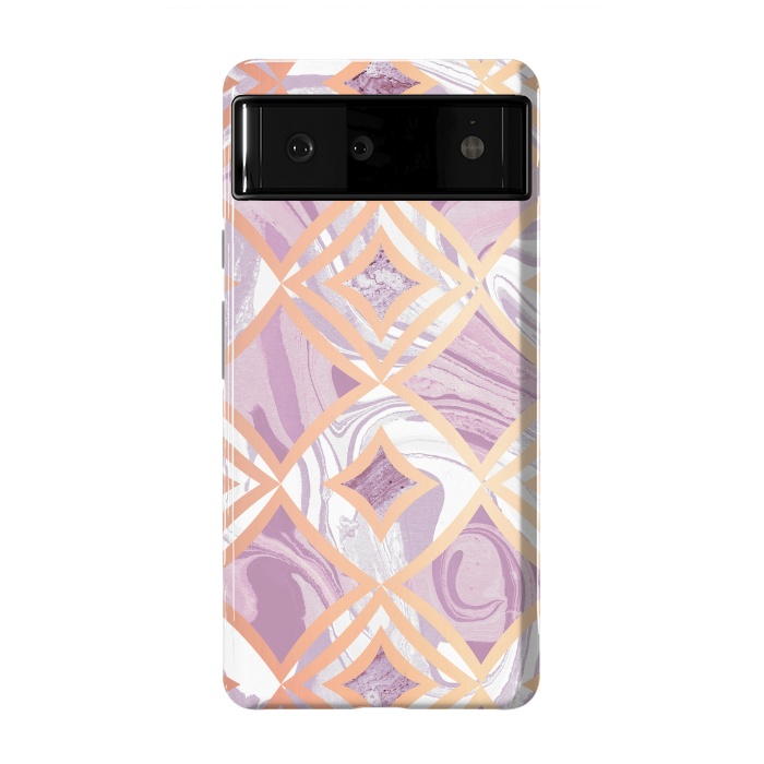 Pixel 6 StrongFit Elegant pink rose gold marble tiles by Oana 