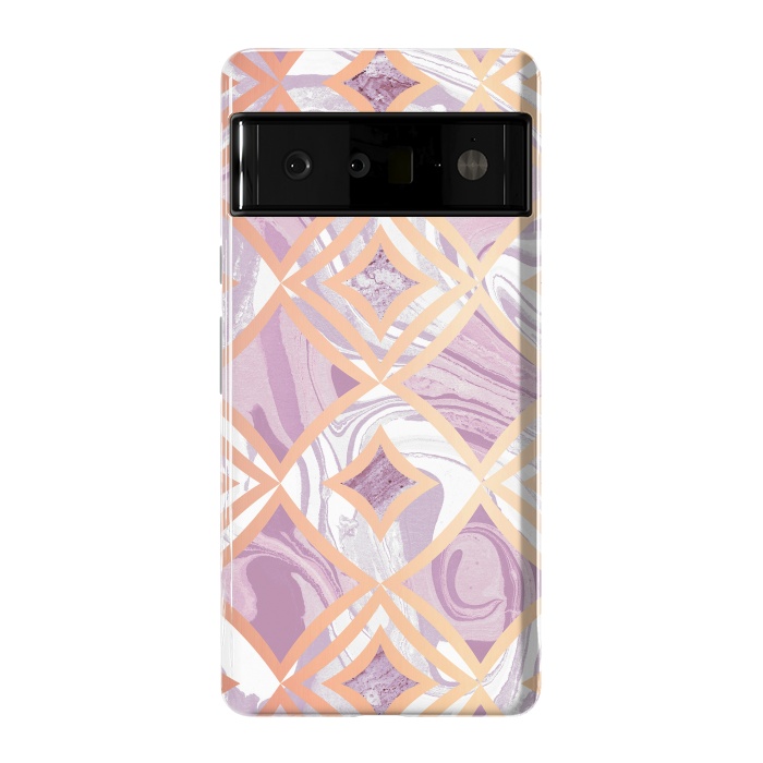 Pixel 6 Pro StrongFit Elegant pink rose gold marble tiles by Oana 