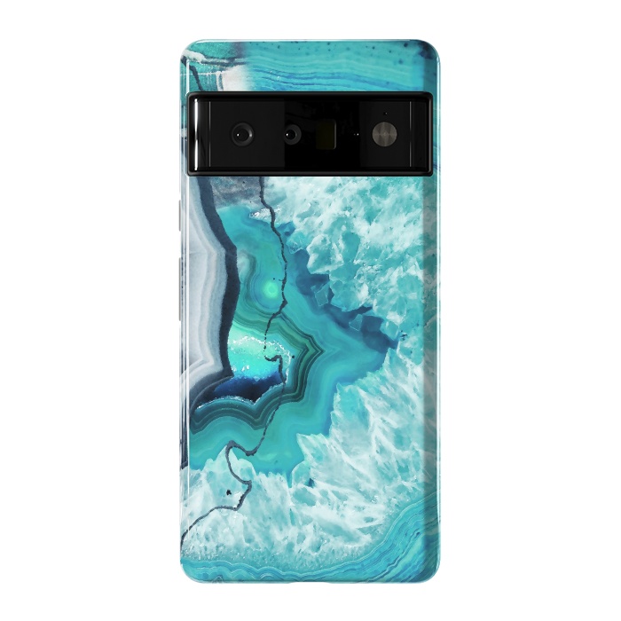 Pixel 6 Pro StrongFit Turquoise agate geode marble by Oana 