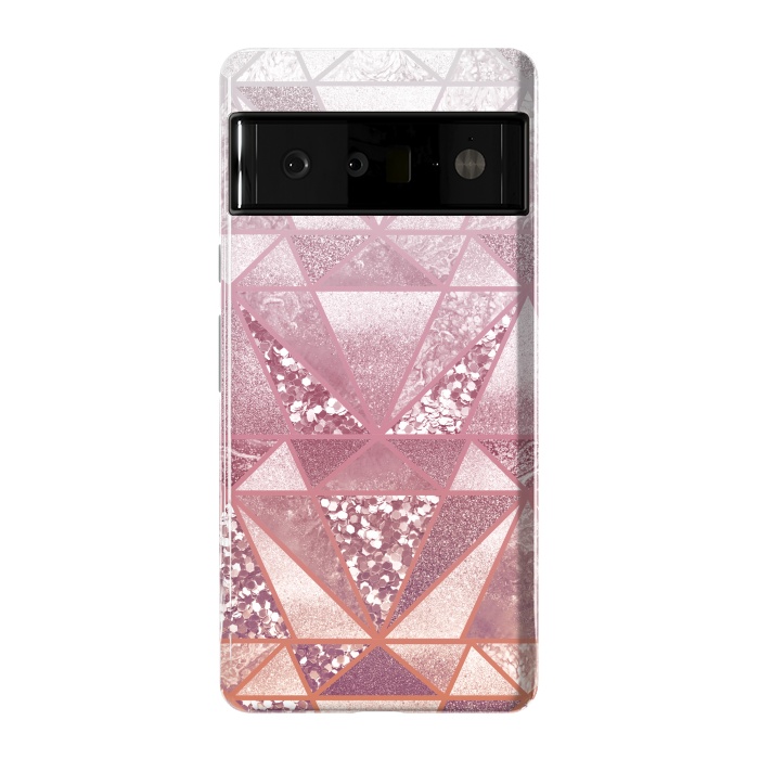 Pixel 6 Pro StrongFit Pink and rose gold gradient glitter tiles by Oana 