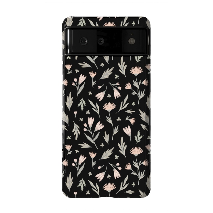Pixel 6 StrongFit delicate flowers on a black by Alena Ganzhela