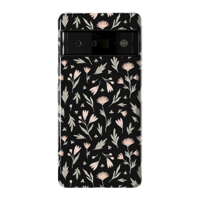 Pixel 6 Pro StrongFit delicate flowers on a black by Alena Ganzhela