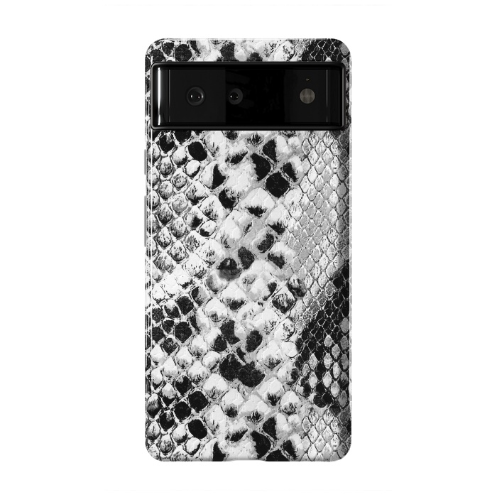 Pixel 6 StrongFit Black and grey grungy snake skin pattern by Oana 