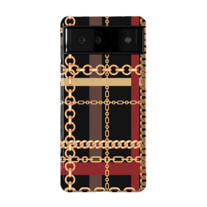 Pixel 6 StrongFit Golden chains red black by MALLIKA