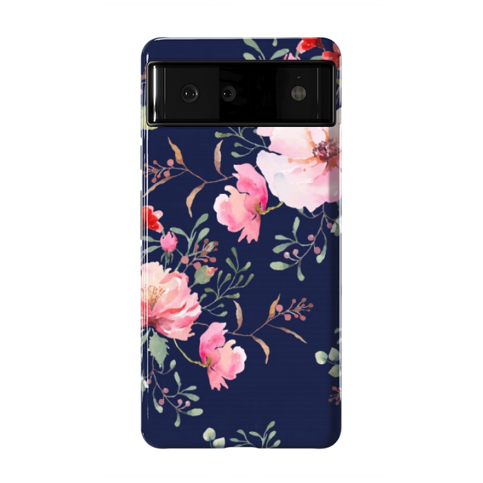 Pixel 6 StrongFit blue pink floral pattern 4 by MALLIKA