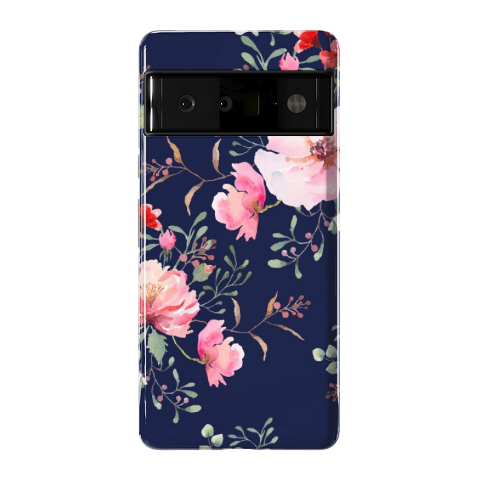 Pixel 6 Pro StrongFit blue pink floral pattern 4 by MALLIKA
