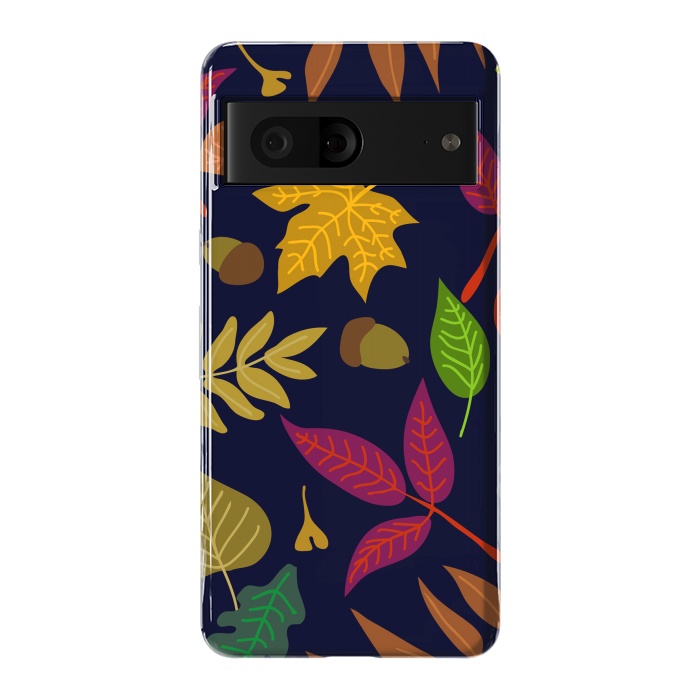 Pixel 7 StrongFit Colorful Leaves and Acorns on Black Background by ArtsCase