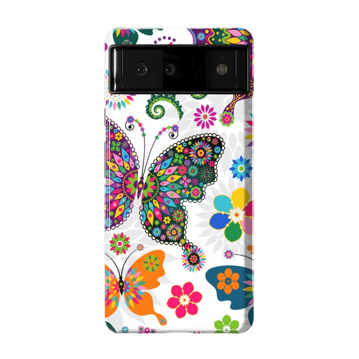 Pixel 6 StrongFit Cute Butterflies and Flowers in Different Colors by ArtsCase