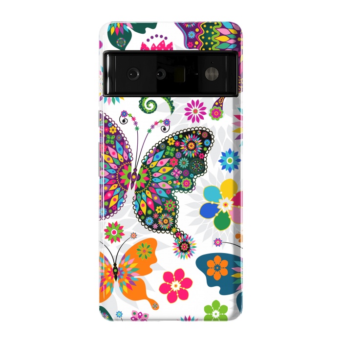 Pixel 6 Pro StrongFit Cute Butterflies and Flowers in Different Colors by ArtsCase