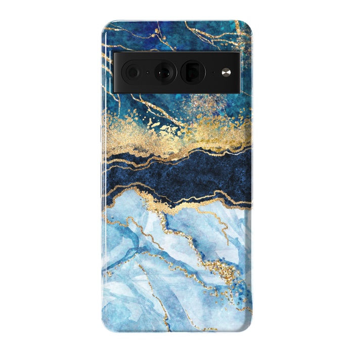 Pixel 7 Pro StrongFit Abstract Background Blue Marble and Glossy Decoration by ArtsCase