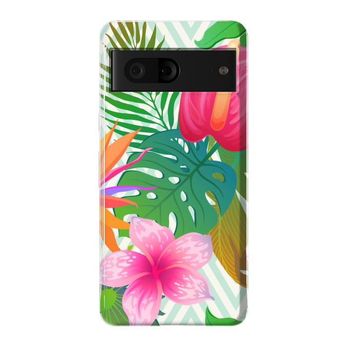 Pixel 7 StrongFit Exotic Flowers and Leaves in Geometric Decoration by ArtsCase
