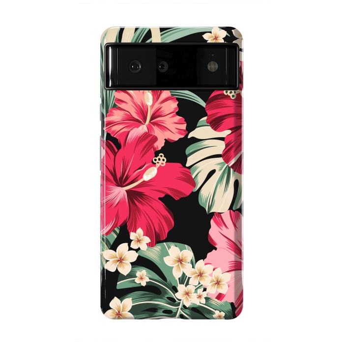 Pixel 6 StrongFit Exotic Tropical Hawaiian Hibiscus Flowers and Palms by ArtsCase