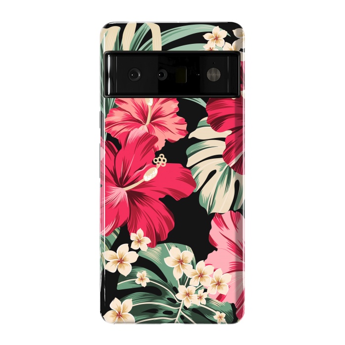Pixel 6 Pro StrongFit Exotic Tropical Hawaiian Hibiscus Flowers and Palms by ArtsCase