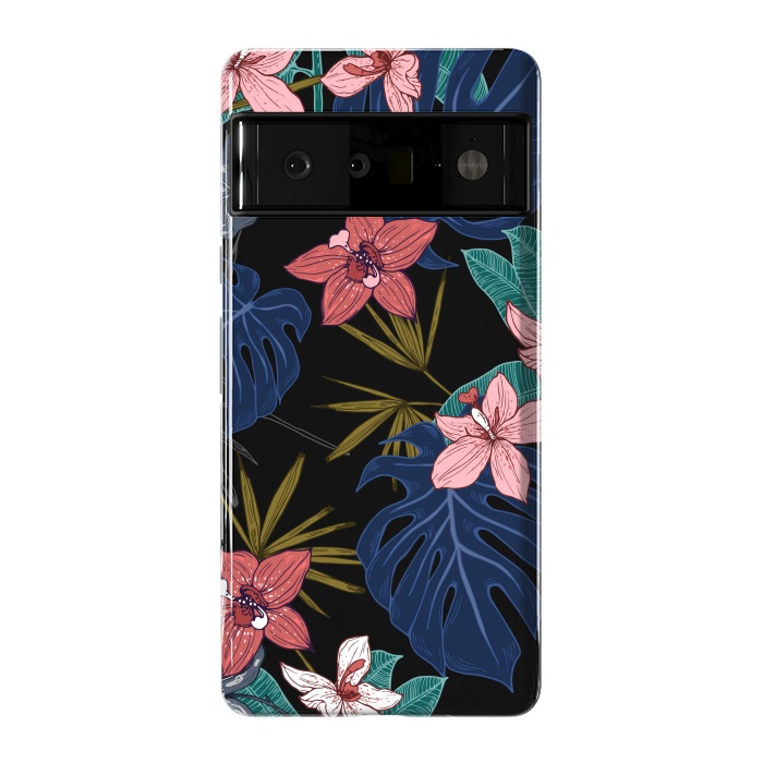 Pixel 6 Pro StrongFit Tropical Plants, Flowers and Leaves Seamless Pattern 12 by ArtsCase