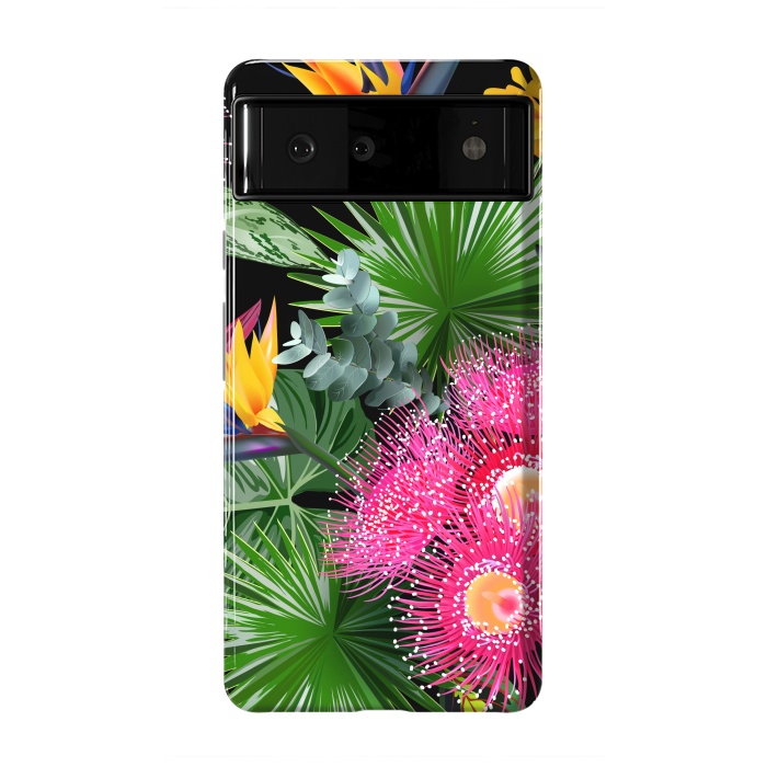 Pixel 6 StrongFit Tropical Flowers and Leaves, Seamless Pattern by ArtsCase