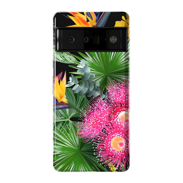 Pixel 6 Pro StrongFit Tropical Flowers and Leaves, Seamless Pattern by ArtsCase