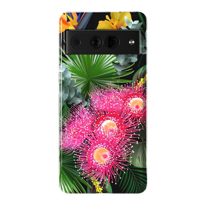 Pixel 7 Pro StrongFit Tropical Flowers and Leaves, Seamless Pattern by ArtsCase