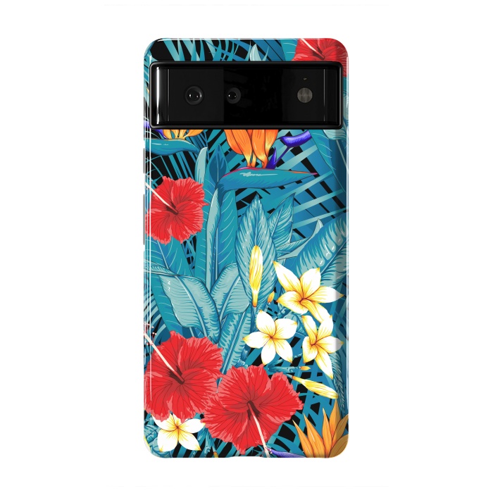 Pixel 6 StrongFit Tropical Flowers Hibiscus Frangipani Heliconias by ArtsCase