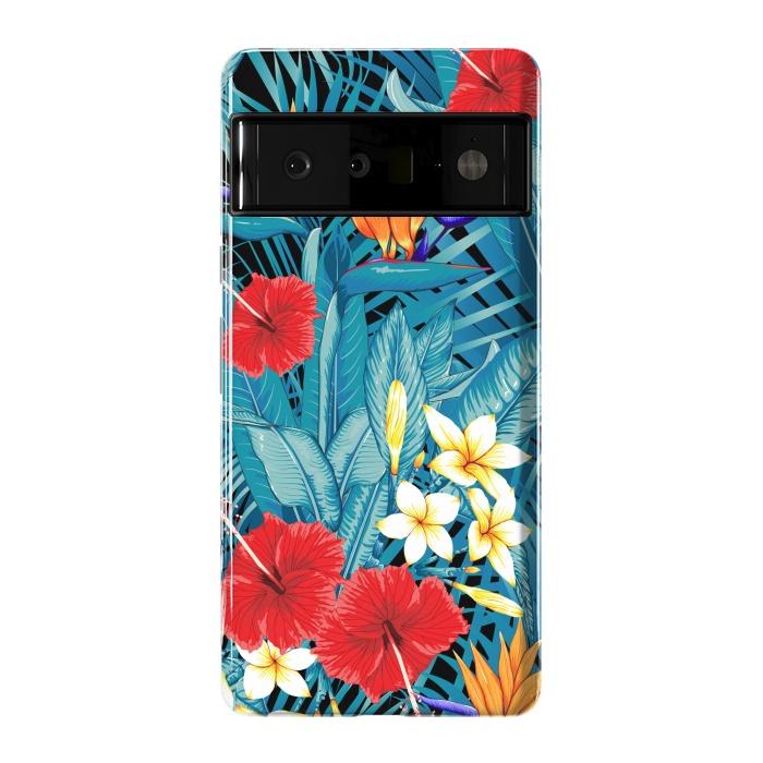Pixel 6 Pro StrongFit Tropical Flowers Hibiscus Frangipani Heliconias by ArtsCase