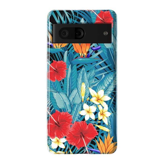 Pixel 7 StrongFit Tropical Flowers Hibiscus Frangipani Heliconias by ArtsCase