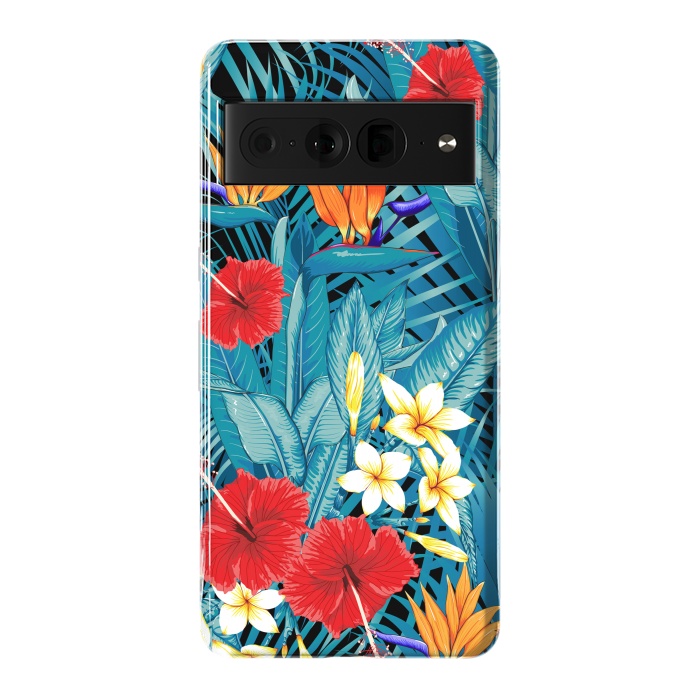 Pixel 7 Pro StrongFit Tropical Flowers Hibiscus Frangipani Heliconias by ArtsCase