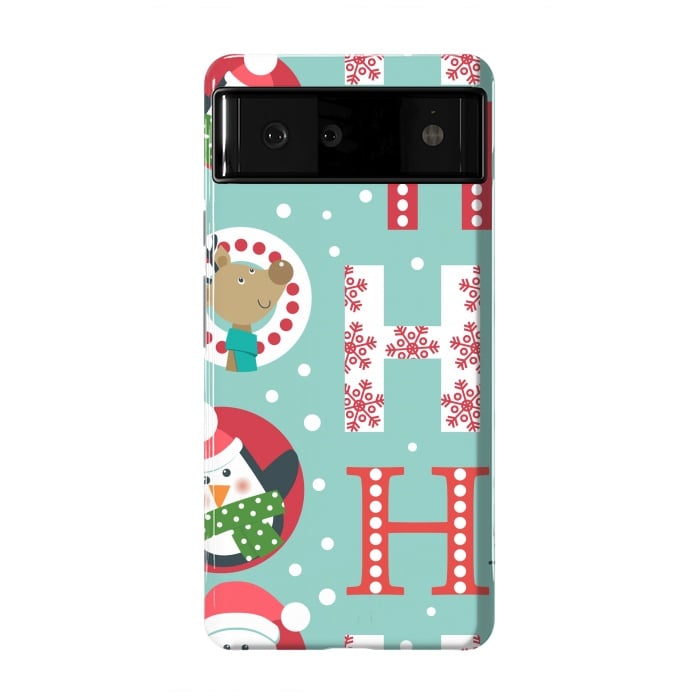 Pixel 6 StrongFit Christmas Pattern with Santa Deer Penguin and Snowman by ArtsCase