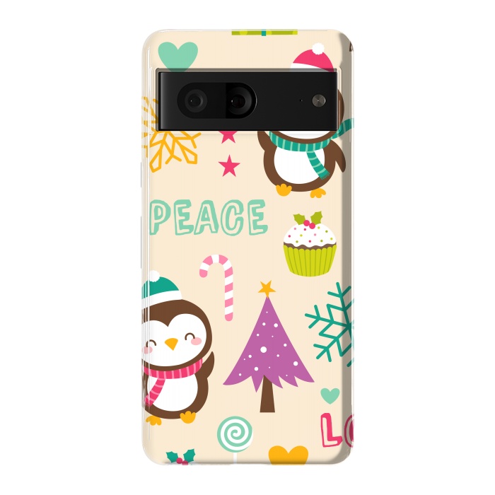 Pixel 7 StrongFit Colorful Cute Penguin and Pecorative Elements for Christmas by ArtsCase