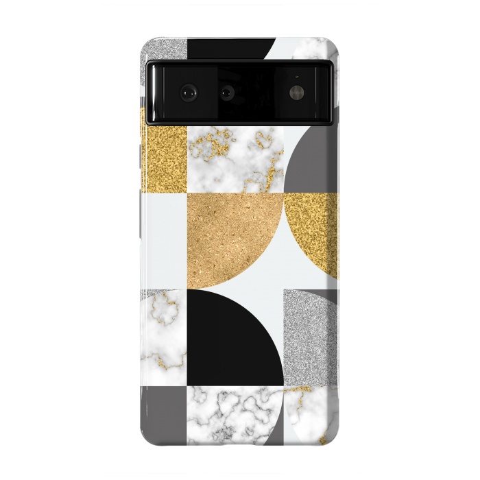 Pixel 6 StrongFit Marble Geometric Pattern Semicircles by ArtsCase