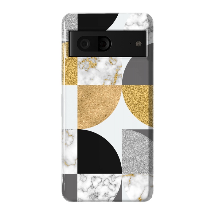 Pixel 7 StrongFit Marble Geometric Pattern Semicircles by ArtsCase
